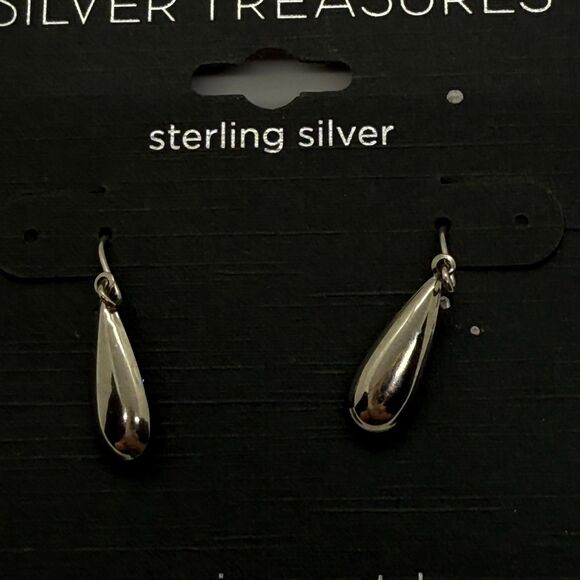 Silver Treasures Sterling Pavé Multicolor Crystal Teardrop Dangle Earrings Hook - Picture 5 of 6